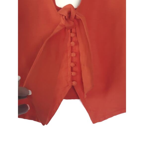NWT Anthropologie Maeve Tie-Front Orange Blouse - Size 14 - Picture 7 of 8